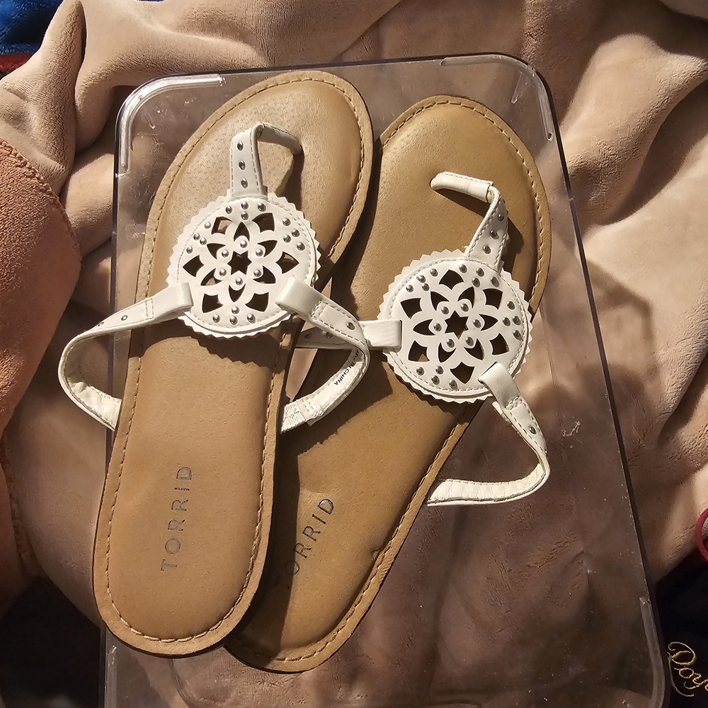 Torrid Tan and Cream Sandals